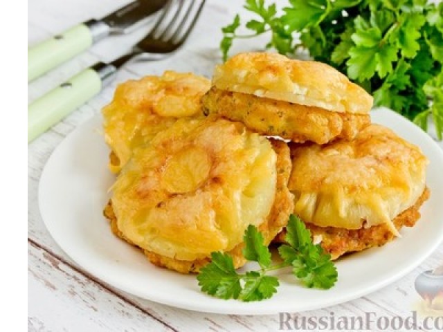 Филе птицы запеченное с ананасом и сыром, 480 гр